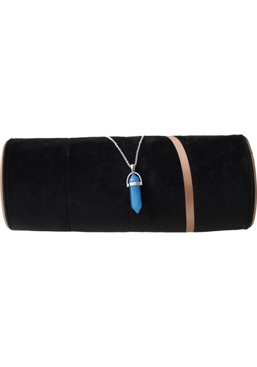 Mavi Akik Doğal Taş Çivi Model Kolye Zincir Dahil Mavı