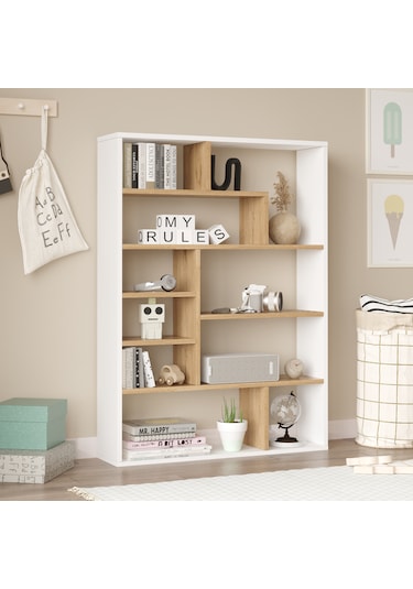 Robin Home Felix Kitaplık 124cm Sepet-beyaz