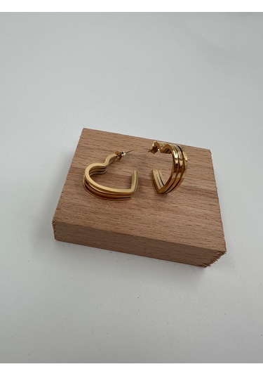 Xbaby 3 Lü Kalp Halka Gold Küpe Çok Renkli