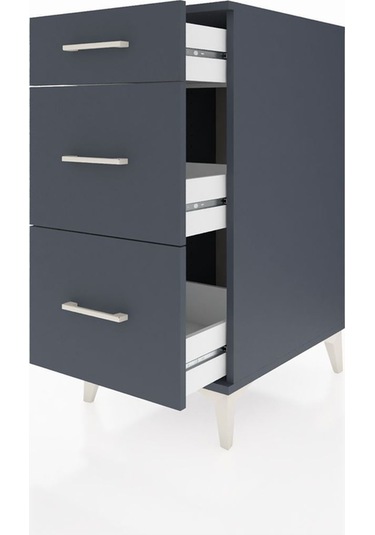 Kronos Komodin 3 Çekmeceli Tek Kapaklı 44x59x96 Antrasit-antrasit Antrasit