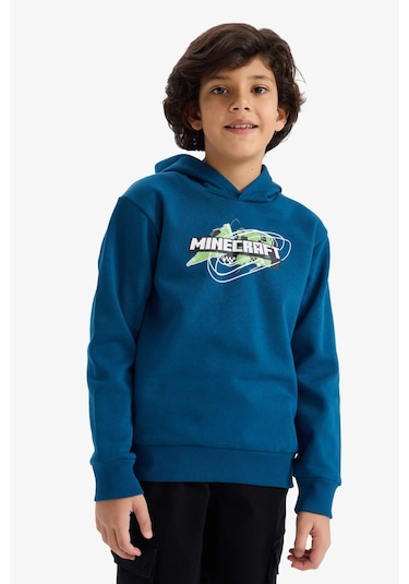Defacto Erkek Çocuk Minecraft Kapüşonlu Sweatshirt G6915a825cwın101 İndigo-ın101 Defacto Erkek Çocuk Minecraft Kapüşonlu Sweatshirt G6915a825cwın101 İndigo-ın101