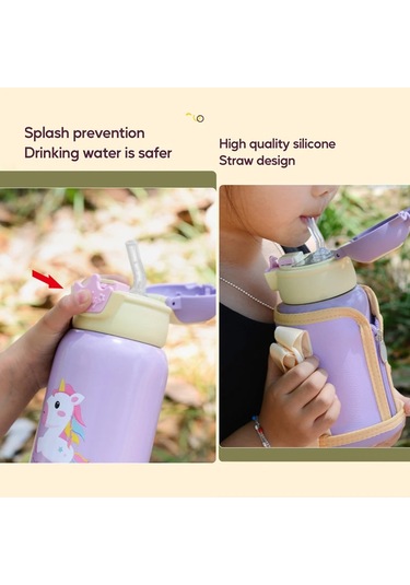 500 Ml Unicorn Çocuklar Termos Şişe Sevimli Çocuk Termal Su Diğer Sarı