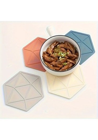 Topshop1 Beige Altıgen Yalıtımlı Paspas Yumuşak Kauçuk Kalınlaştırılmış Mutfak Dekoru