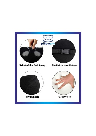 Pi Llowart Ortopedik Araç Boyun Yastığı, Visko Seyahat Yastığı, Oto Boyun Destek Yastıgı