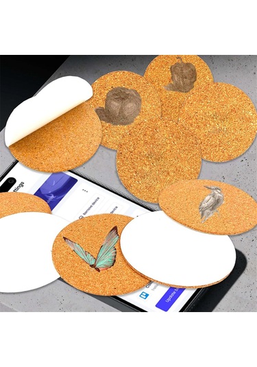 Xurunkeji 40 Paket Kendinden Yapışkanlı Mantar Yuvarlak 3,5 İnç Destek Sayfaları Mantar Bardak Altlıkları Kendin Yap El Sanatları İçin - Alt Koruma Kahverengi