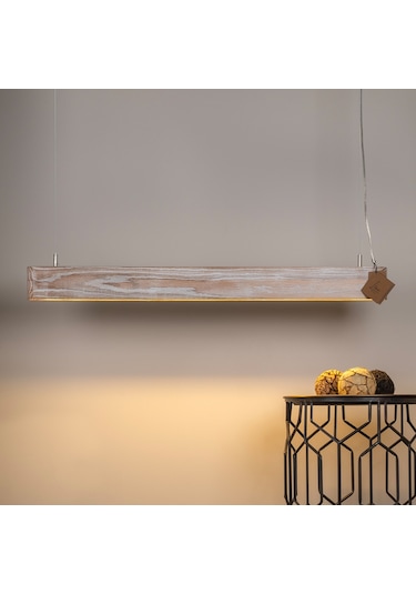 Soft Patine Modern Ahşap Aydınlatma - Minimal Led Sarkıt Avize Akça Ahşap