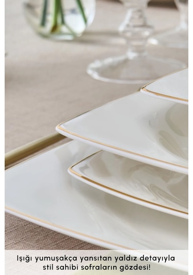 Karaca  Square Bone Mensa 24 Parça 6 Kişilik Yemek Takımı Gold