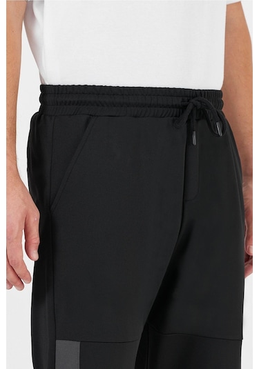 Erkek Siyah-Antrasit Standart Fit Normal Kesim Paça Ribanalı Cepli Rahat Jogger 2'li Eşofman Altı Mtlce101-2 Siyah - Antrasit