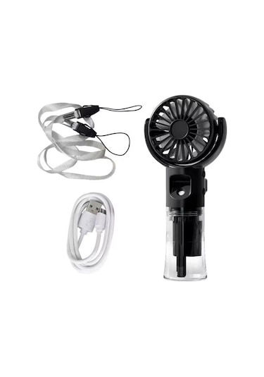 Avuç İçi Taşınabilir Su Spreyli Şarjlı Mini Vantilatör El Fanı F4 Siyah