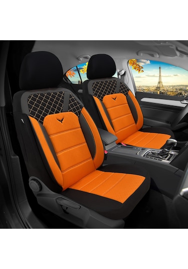 Pandami Oto Koltuk Kılıfı, 1+1 Set, Gofraj / Turuncu