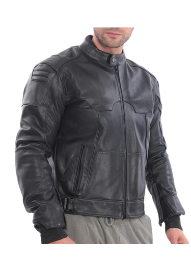 Korumalı Deri Motosiklet Montu
