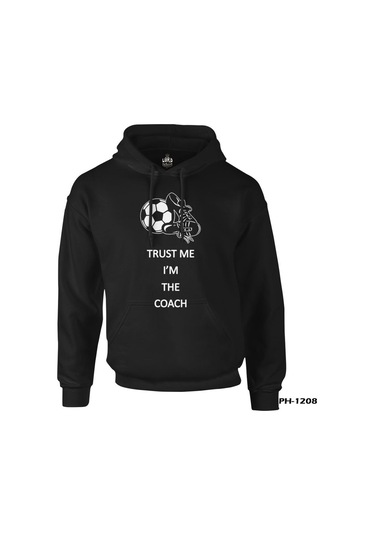 Trust Me I'M The Coach Siyah Erkek Fermuarsız Kapşonlu