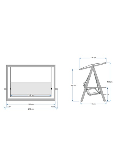 Riva 2100 3 Kişilik Ahşap Bahçe Salıncağı