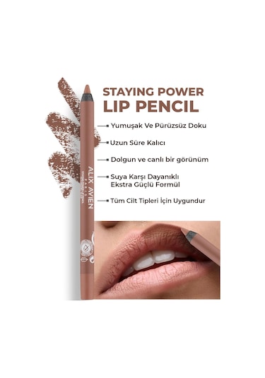 Alix Avien Suya Dayanıklı Uzun Süre Kalıcı Yumuşak Dudak Kalemi Staying Power Lip Pencil 52 Caramel Nude