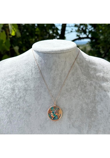 Dünya Haritası Kolye, 925 Ayar Gümüş Rose Gold Kaplama Kolye, Farklı Dünya Tasarımı Gümüş