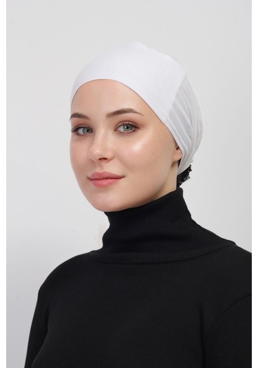 Pratik Dikişsiz Bağlamalı Kaymayan Tesettür Bone Ekru