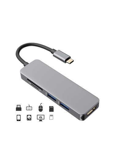 4k Hdmı İçin Alüminyum Usb Ac Hub, Kullanışlı Sd Tf Kart Okuyucu Ve Çok İşlevli Hub Aracılığıyla Kolay Dosya Erişimi, Dizüstü Bilgisayar Ve Macbook İçin Kompakt Tasarım