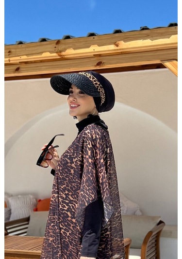 Remsa Vizör Örgü Hasır Şapka Güneş Koruyucu Siperlik Rş-101 Siyah Leopar Siyah