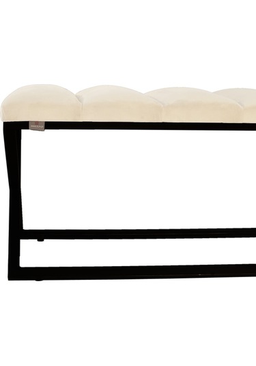 Varcera Black- Beyaz Dilimli Model Puf & Bench & Koltuk & Oturma Bankı & Yatak Odası Önü