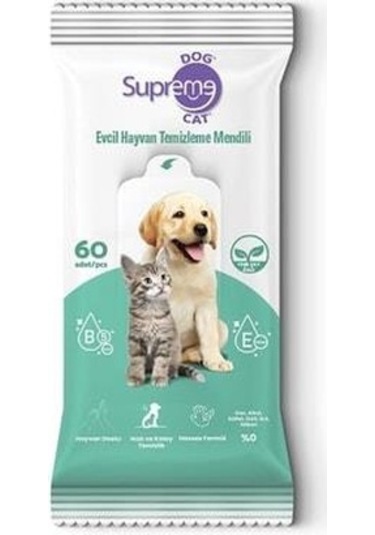 Supreme Yeşil Çaylı Kedi Ve Köpek Temizleme Mendili