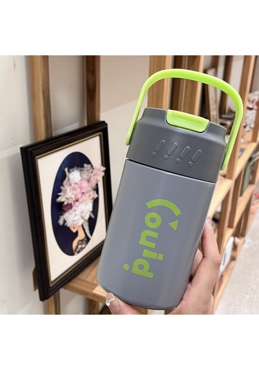 S Basit Yüksek Yüz Değeri 316 Paslanmaz Çelik Yalıtım Bardağı Pipet Taşınabilir Kahve Fincanı Taşınabilir Çiçek Çay Bardağı Kız Çiçek Çay Termos Siyah