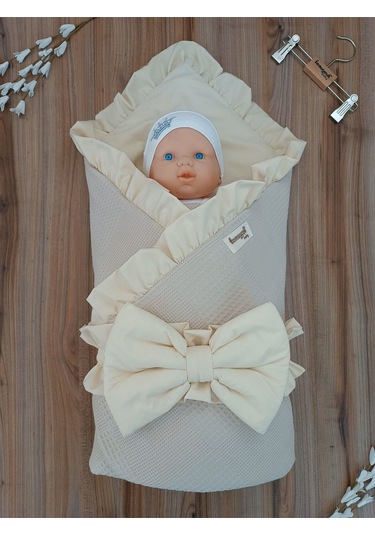 Pike Bebek Battaniyesi Kundağı %100 Pamuklu Çıkarılabilen İç Elyaf Yenidoğan Hastane Çıkışı Sütlü Kahve