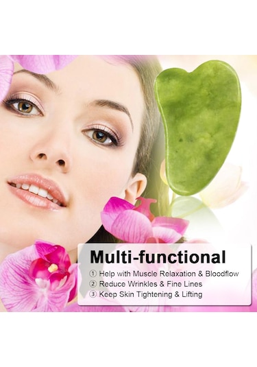 Hangfox Yüz Bakımı Taş Seti: İki Yönlü Mermer Rulman + Gua Sha Tarak - Cilt Parlaklığı Ve İnce Çizgiler İçin
