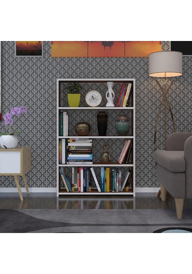 Kenzlife Kitaplık Süper Ga 120 80 19 Cvz 4 Katlı Tek Bölme Ofis Mutfak Banyo Dolabı Arkalıksız