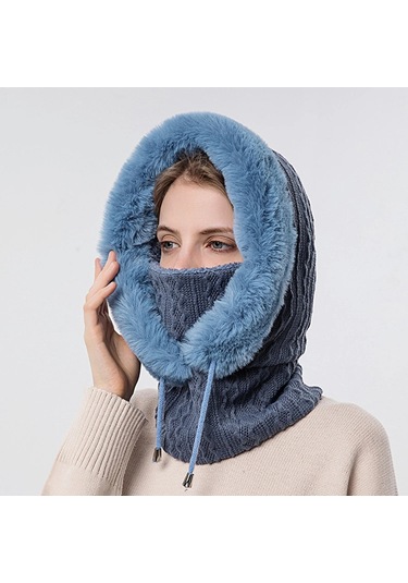 Ww Açık Havada Soğuğa Dayanıklı Kayak Şapkası, Yüz Maskesi, Tek Parça Soğuğa Dayanıklı Başlık - Lacivert