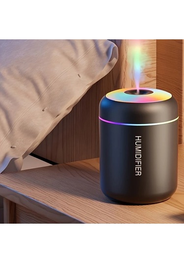 Chuangyinshop Siyah 1 Adet Usb Nemlendirici Uçucu Yağ Aromaterapi Difüzörü Renk Değiştiren Gece Lambası