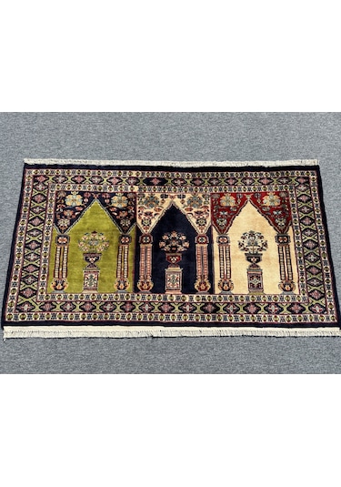 El Dokuma Afgan Halısı Saf Seccade Namazlık 86x152 %100 Yün Halı