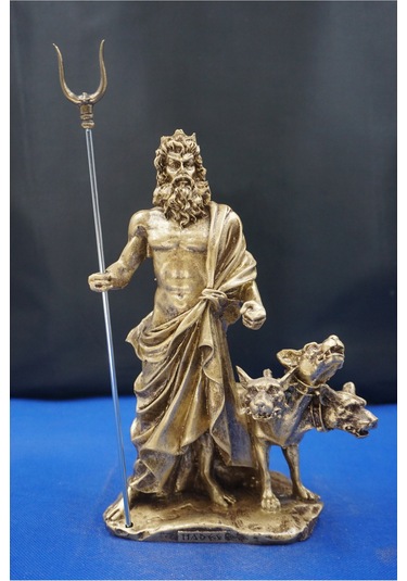 Hades Heykel Biblo Tasarım 25 Cm Mitolojik Obje Hediyelik Eşya Ev Dekor Altın