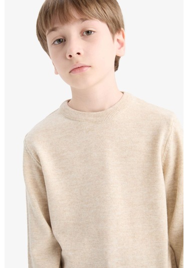 Defacto Erkek Çocuk Bisiklet Yaka Triko Kazak A4992a825wner123 Ekru