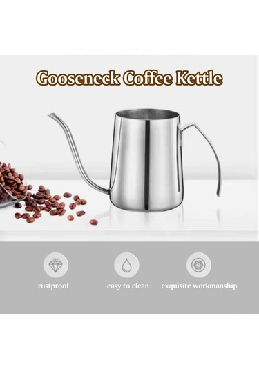 Shineyee 304 Paslanmaz Çelik 350ml Kahve Çayı, Hassas Akış Kontrolü, Ergonomik Saplı, Islak Temizlenebilir, Sıcaklığa Dayanıklı Gümüş