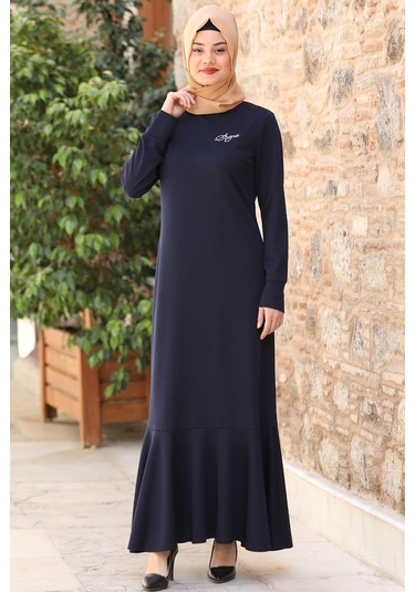 Azra Tesettür Elbise Lacivert Lacivert