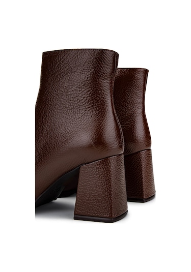 Tamer Tanca Kadın Hakiki Deri Taba Floter Topuklu Bot 1081 30 Bn Bot Sk24-25 K.taba Fltr Koyu Taba