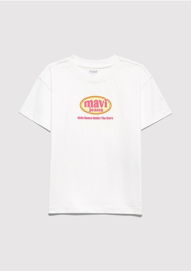 Mavi Gırls Just Wanna Have Fun Baskılı Tişört Krem