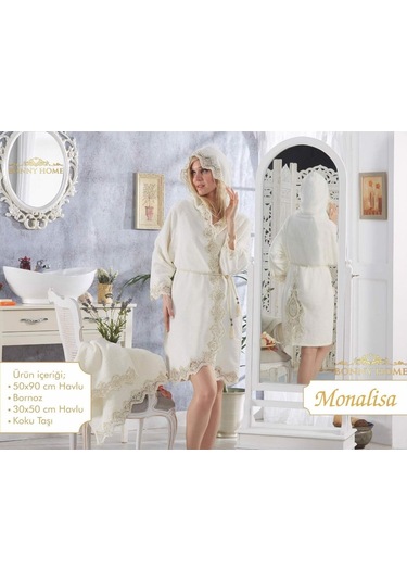 Bonny Home Monalisa Krem Bayan Fransız Dantelli Balayı Çeyizlik Krem