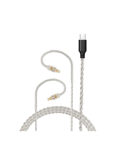 Skycity Jcally Lt4c100 5n Oksijensiz Bakır Gümüş Kaplı Kulaklık Upgrade Kablosu, Type-c, 3 Tuşlu, Hıfı Ses, 0.75/0.78/mmcx Uçları, Gümüş