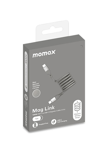 Momax DC35L Mag Link Usb-c To Usb-c 100W Usb2.0 Kablo Magnetic Titanium