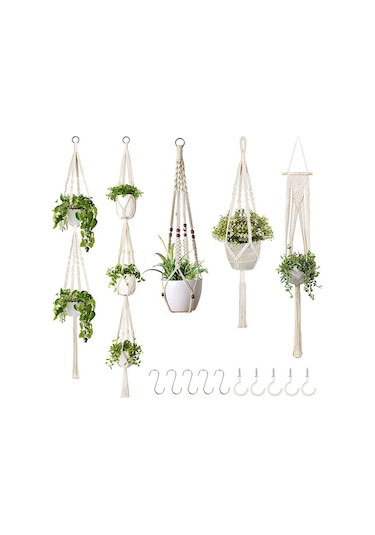 El Yapımı Çiçek Standı, Ayarlanabilir Düğümleme İpi, Dokuma Askılı Sepet