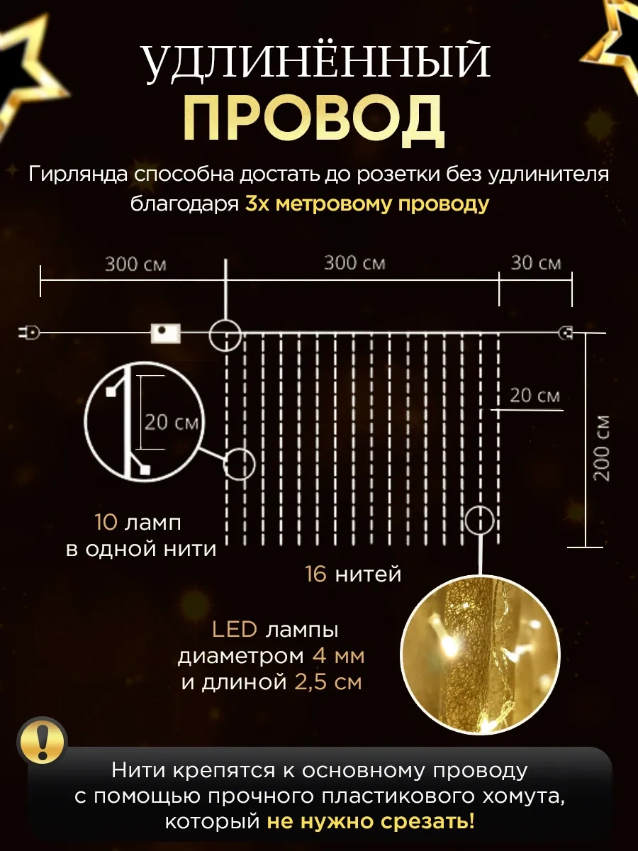 Faraday8 Pencere İçin Perde Işık Zinciri 3x2 16564139 Örgü