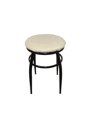 Evko Mobilya Tabure, Bar Taburesi, 2'li Tabure,siyah Ayaklı-krem