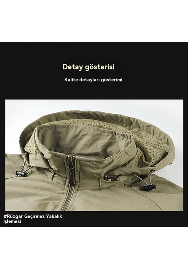 Erkek İlkbahar Ve Sonbahar Spor Rahat Çıkarılabilir Kapüşonlu Rüzgar Geçirmez Ve Su Geçirmez Ceket Siyah