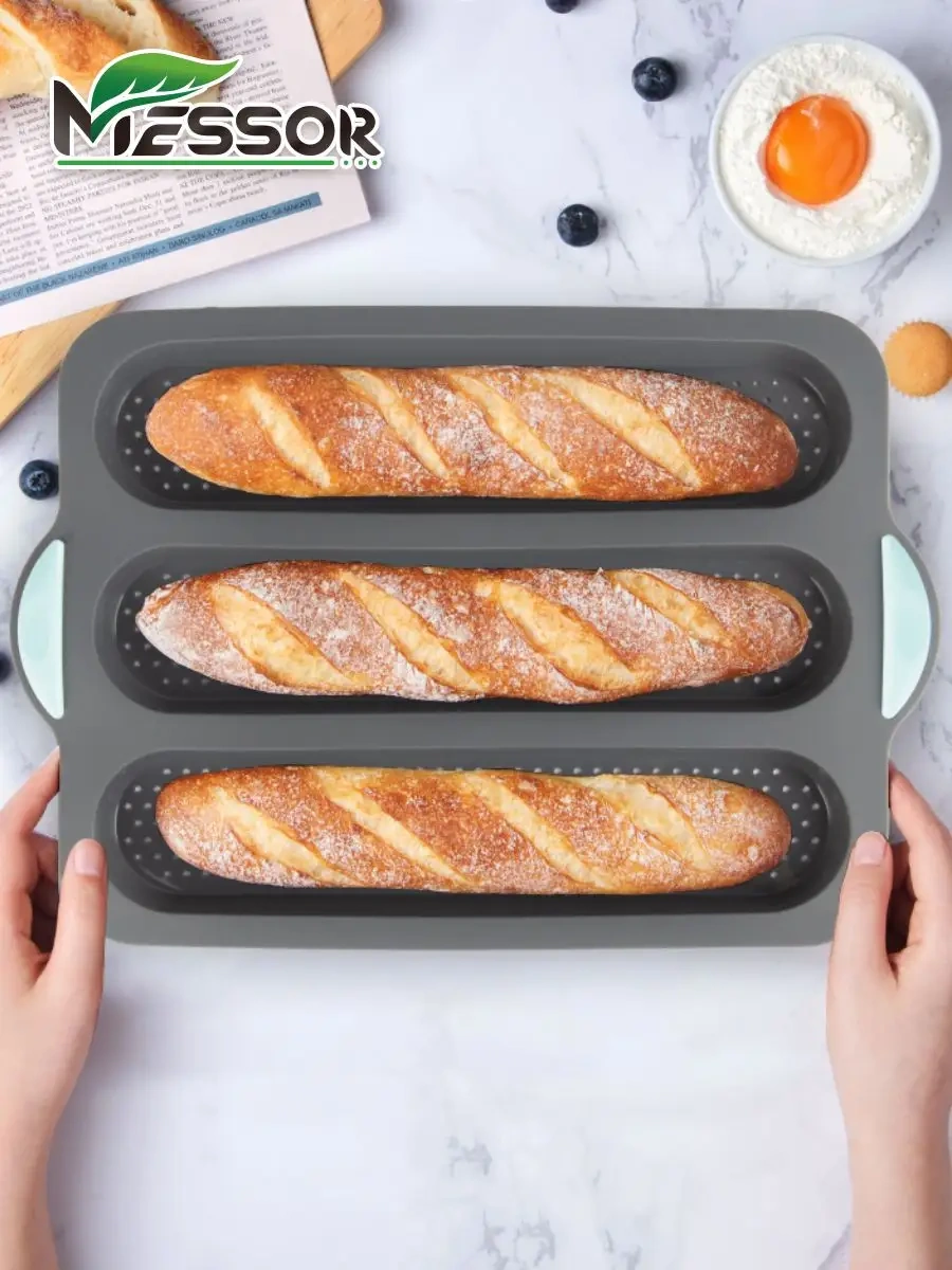 Messor Silikon Fırın Kalıbı Baguette Pişirme Ve Ekmek Hamuru Kalıbı 139008616 Gri