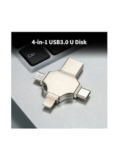 Üsküdar İletişim 128gb 4-in-1 Flashdevicehd Çoklu Girişli Otg Flash Bellek Lightning + Type-c + Usb + Microusb 128 Gb