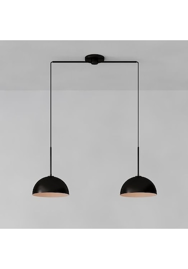 Rsylight Retro Metal Modern Siyah Beyaz Spor Dekoratif Rustik 2 Li Avize Siyah