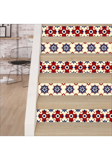Merdiven Sticker Folyo Kaplama  5 Adet (18Cm X 120Cm) Çiçekli