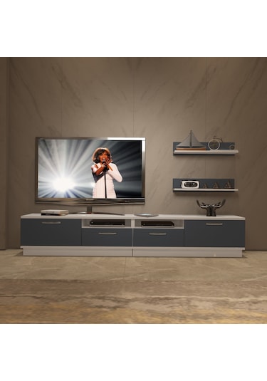 Decoraktiv Trendstyle 220r Mdf Tv Ünitesi Tv Sehpası Beyaz - Antrasit