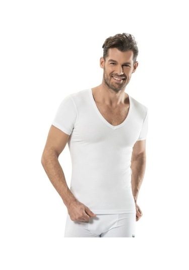 Jiber Erkek Likralı V Yaka Yarım Kol Fanila 6'Lı Paket-213